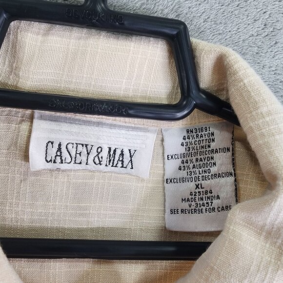 Women's Casey & Max Beige Shirt Linen Blend Short Sleeve Button-Up Size XL - Picture 6 of 10